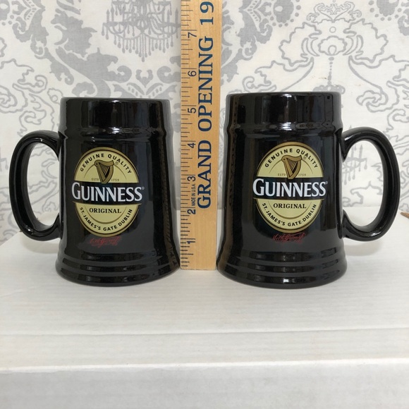 Guinness Black Ceramic Beer Steins 2 Matching - Picture 7 of 9
